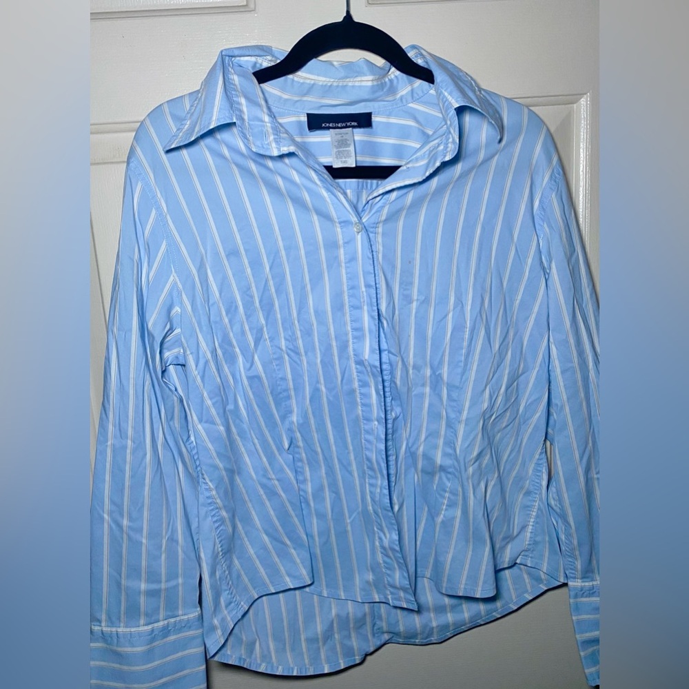 Jones New York Button Up Dress Shirt Women Striped Size‎ 16